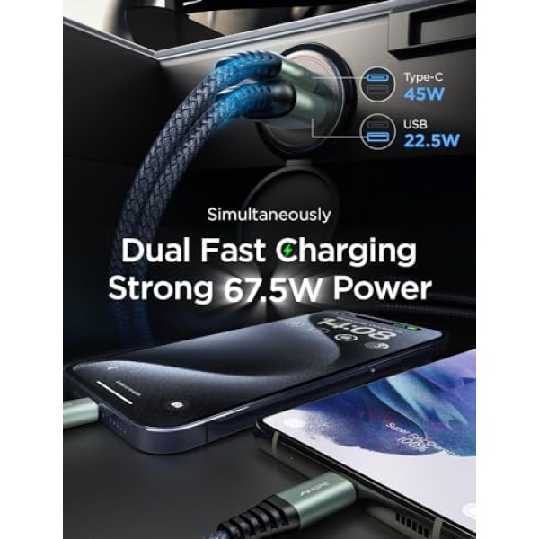 USB C Car Charger 54W Super Mini AINOPE All Metal Fast USB Car Charger Adapter - Image 4