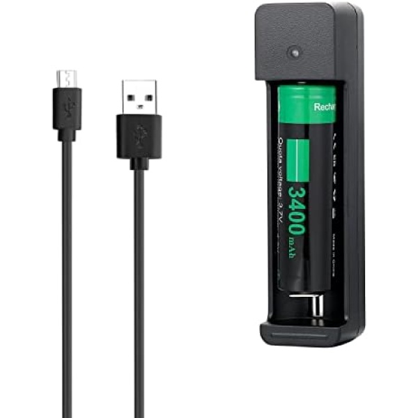 18650 Battery Charger Set, 3.7V Rechargeable Flat-top Battery for Flashlights - Image 6