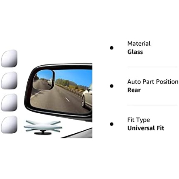 4 Pieces Fan-Shaped Automobile Rear Blind Spot Mirror, 360 Degree Rotating - Image 8