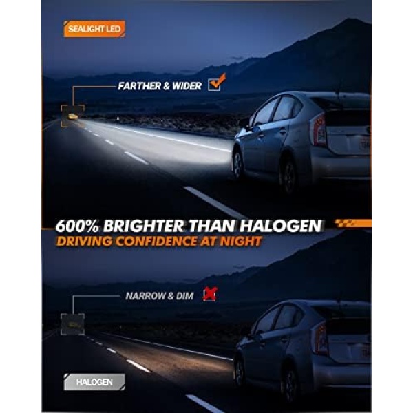 SEALIGHT H11 H8 H9 LED Headlight Bulbs, 18000 Lumens Low Beam LED Bulbs - Image 2