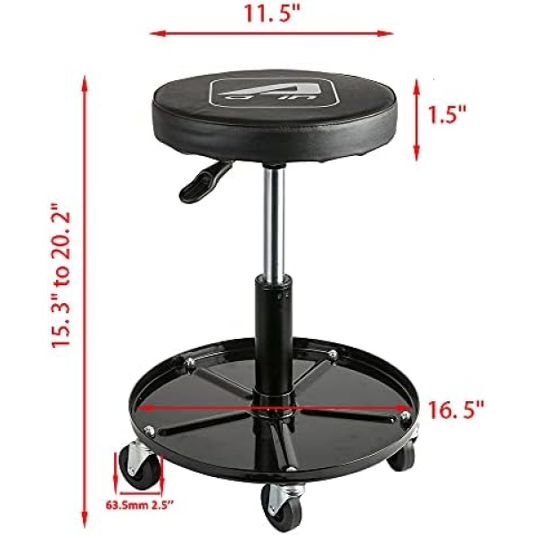 Aain LT2A Heavy-Duty Adjustable Mechanic's Roller Seat Adjustable Rolling Stool - Image 5