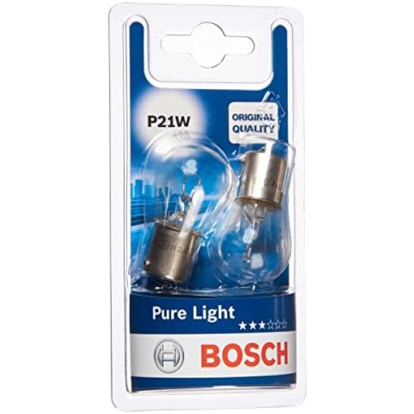 Bosch P21W (382) Pure Light Car Light Bulbs - 12 V 21 W BA15s - 2 Bulbs