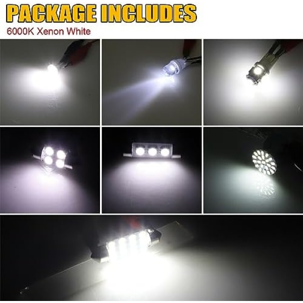 AUCELI 42 Pcs Car LED Bulbs, Auto Interior Light Kit Set, Super Bright T10 - Image 4