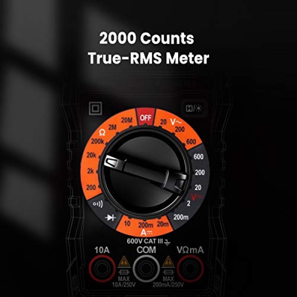 KAIWEETS Digital Multimeter with Case, DC AC Voltmeter, Ohm Volt Amp Test Meter - Image 6