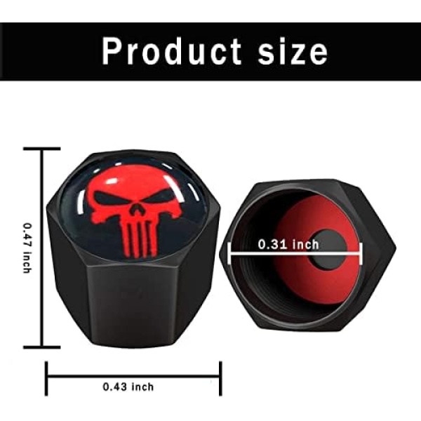 Ajxn 4 Pack Skull Car Wheel Tire Valve Stem Caps Airtight Dust Proof Covers - Image 2