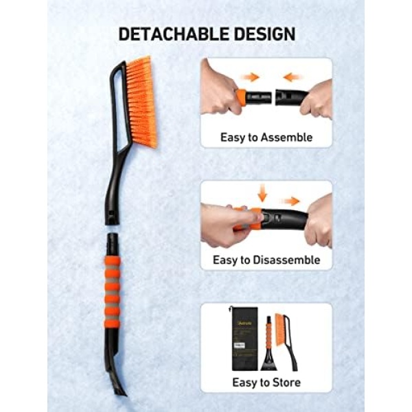 AstroAI 27 Inch Snow Brush and Detachable Ice Scraper with Ergonomic Foam Grip - Image 5