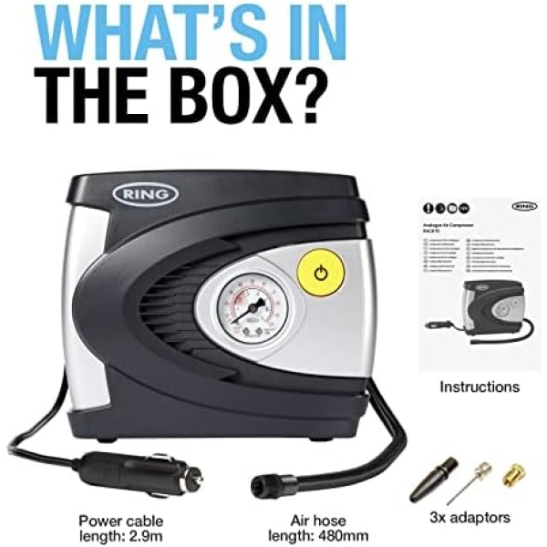 Ring Automotive - RAC610 12v electric tyre inflator air compressor car pump - Image 6