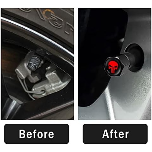 Ajxn 4 Pack Skull Car Wheel Tire Valve Stem Caps Airtight Dust Proof Covers - Image 4