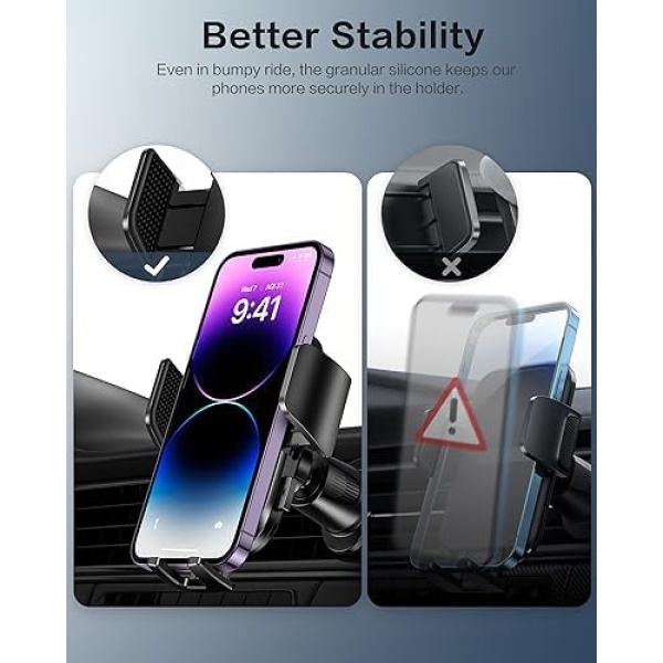OMOTON Car Phone Holder, Air Vent 360°Rotation Universal Car Phone Mount Cradle - Image 4