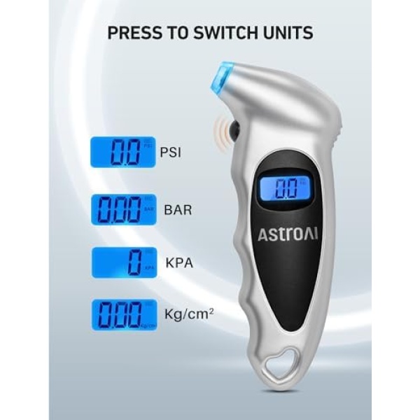 AstroAI Digital Tire Pressure Gauge 150 PSI 4 Settings for Car Truck Bicycle - Image 3