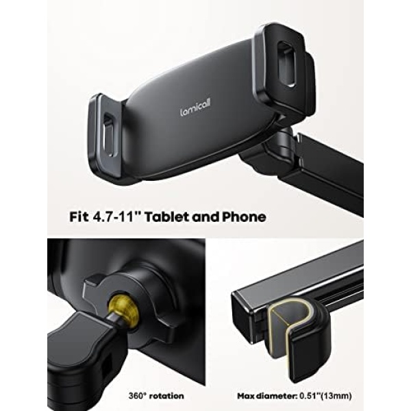 Lamicall Car Headrest Tablet Holder - [Extension Arm] 2023 Adjustable Tablet Car - Image 6