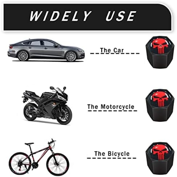 Ajxn 4 Pack Skull Car Wheel Tire Valve Stem Caps Airtight Dust Proof Covers - Image 3