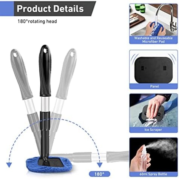 AstroAI Windshield Cleaner, Microfiber car Window Cleaner with 4 Reusable - Image 3