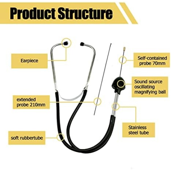 Mechanic Stethoscope, Automotive Engine Diagnostic Sensitive Hearing Tool - Image 6