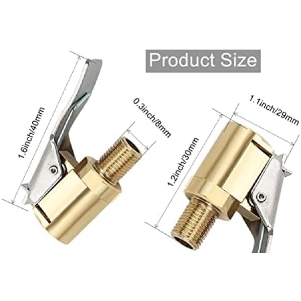 LDCRE Tire Air Chuck with Clip Adapter, Brass Locking Tire Inflator Nozzle - Image 2