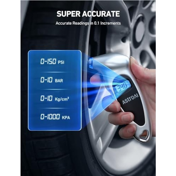 AstroAI Digital Tire Pressure Gauge 150 PSI 4 Settings for Car Truck Bicycle - Image 7