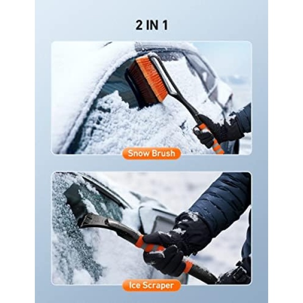AstroAI 27 Inch Snow Brush and Detachable Ice Scraper with Ergonomic Foam Grip - Image 2
