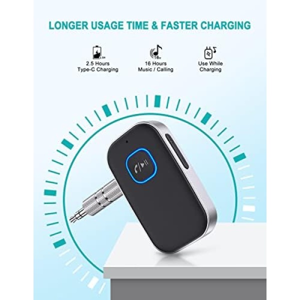Bluetooth Car Adapter, WOCBUY 3.5mm AUX Bluetooth Receiver for Music Streaming - Image 5
