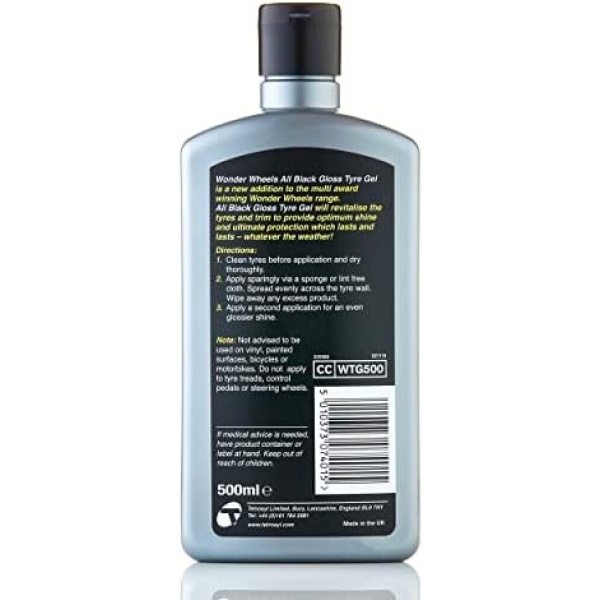 Wonder Wheels All Black Gloss Tyre Gel, 500 ml - Image 2