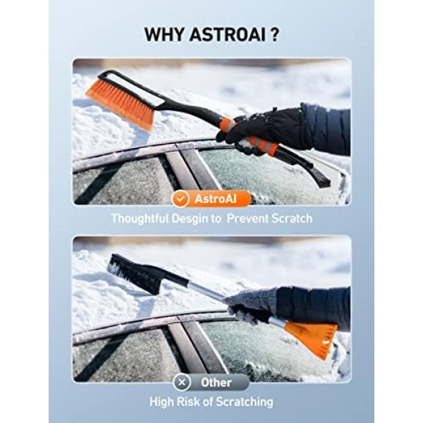 AstroAI 27 Inch Snow Brush and Detachable Ice Scraper with Ergonomic Foam Grip - Image 3