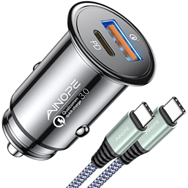USB C Car Charger 54W Super Mini AINOPE All Metal Fast USB Car Charger Adapter