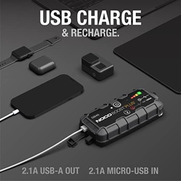 NOCO Boost Plus GB40 1000 Amp 12-Volt UltraSafe Lithium Jump Starter Box - Image 4
