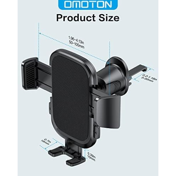 OMOTON Car Phone Holder, Air Vent 360°Rotation Universal Car Phone Mount Cradle - Image 7