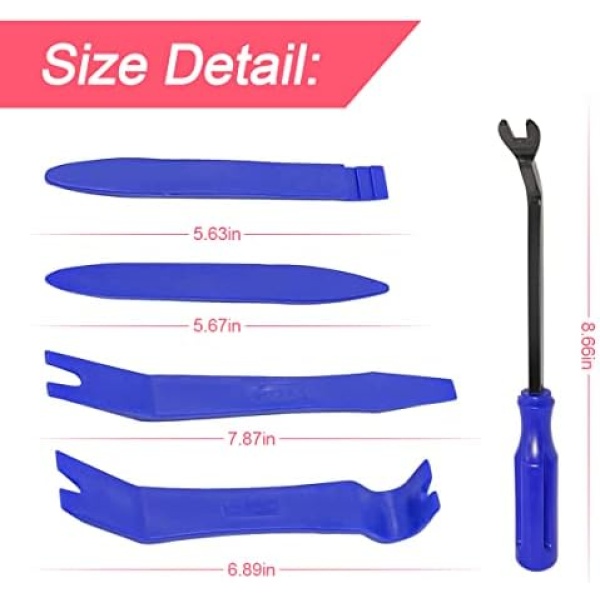BLAU GRUN 5PCS Auto Trim Removal Tool Kit, Car Interior Door Panel Clip Fastener - Image 2