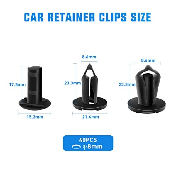 Yesker Car Bumper Clips, Push Bumper Fastener Rivet Clips, 8mm Hole Size Nylon - Image 2