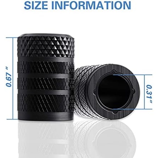 CKAuto Tire Valve Stem Caps, Black, 4 pcs/Pack, Anodized Aluminum Tire Valve Cap - Image 4
