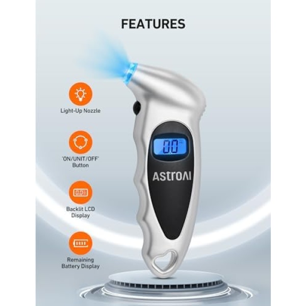 AstroAI Digital Tire Pressure Gauge 150 PSI 4 Settings for Car Truck Bicycle - Image 2
