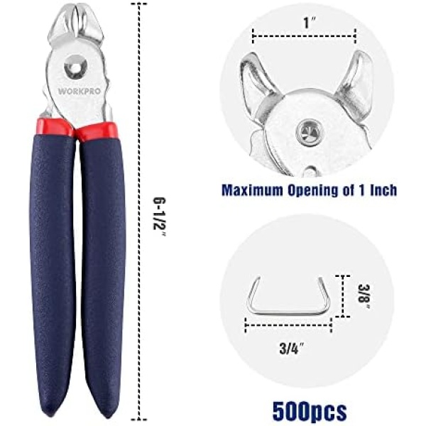 WORKPRO Hog Ring Pliers with 500 Pcs 3/4" Hog Rings, Galvanized Steel Hog Rings - Image 6
