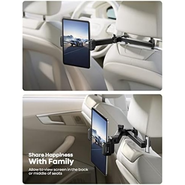 Lamicall Car Headrest Tablet Holder - [Extension Arm] 2023 Adjustable Tablet Car - Image 3