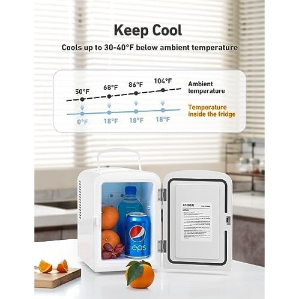 AstroAI Mini Fridge, 4 Liter/6 Can AC/DC Portable Thermoelectric Cooler - Image 3