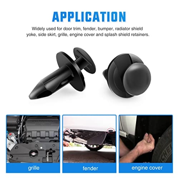 Yesker Car Bumper Clips, Push Bumper Fastener Rivet Clips, 8mm Hole Size Nylon - Image 6