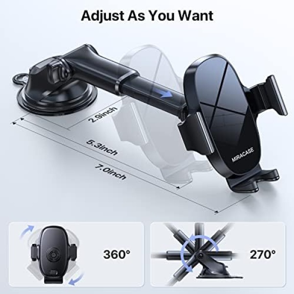 Miracase Car Phone Mount, [Thick Case & Big Phones Friendly] Long Arm Universal - Image 4