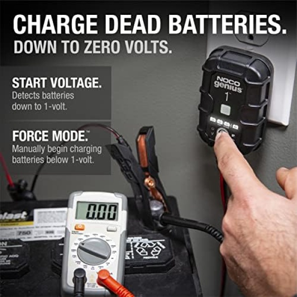 NOCO GENIUS1, 1A Car Battery Charger, 6V and 12V Automotive Battery Charger - Image 3