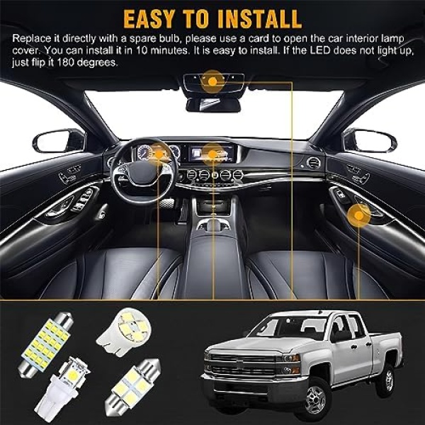 AUCELI 42 Pcs Car LED Bulbs, Auto Interior Light Kit Set, Super Bright T10 - Image 5