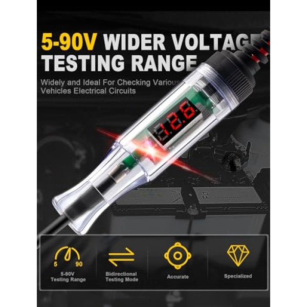 WINAMOO Test Light Automotive 5-90V Digital LED Circuit Tester - Image 2