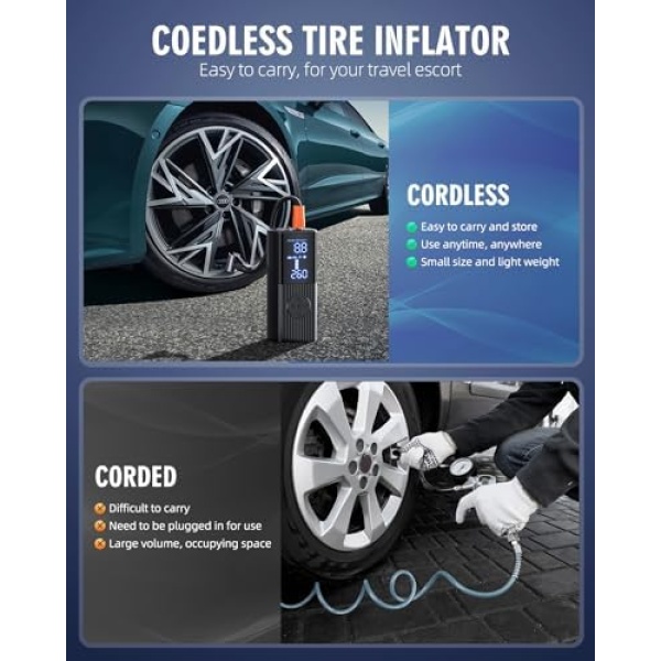 Hafuloky Tire Inflator Portable Air Compressor - 180PSI & 20000mAh Portable Air - Image 2
