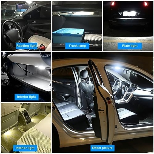 AUCELI 42 Pcs Car LED Bulbs, Auto Interior Light Kit Set, Super Bright T10 - Image 6