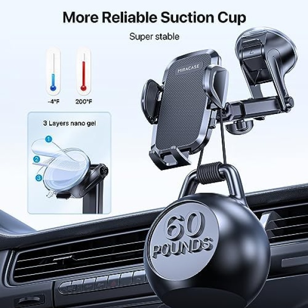 Miracase Car Phone Mount, [Upgraded Strong Military Grade Suction Cup] - Image 3