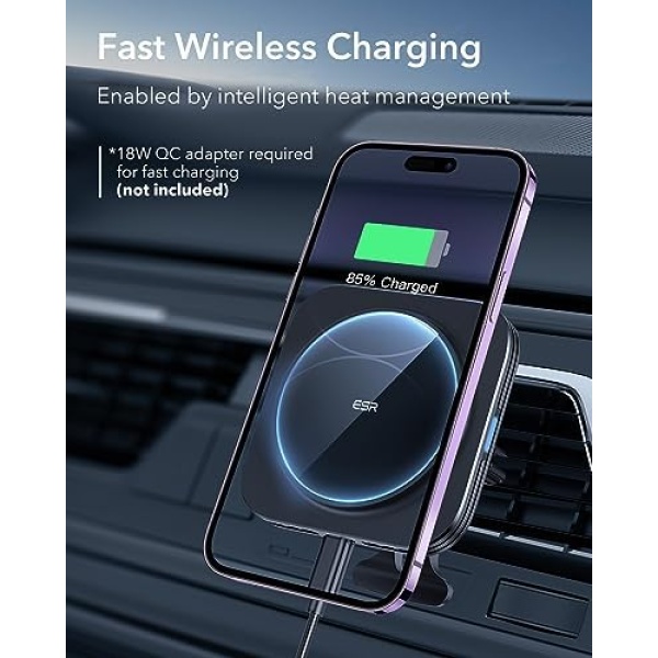 ESR Fits Magsafe Car Mount Charger 15W, Compatible with Magsafe Car Charger - Image 7