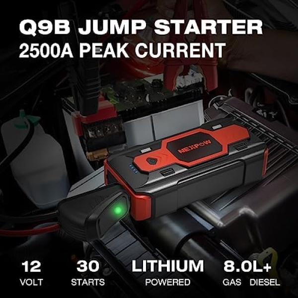 NEXPOW Battery Jump Starter 2500A Car Jump Starter (up to 8.0L Gas/8L Diesel - Image 2
