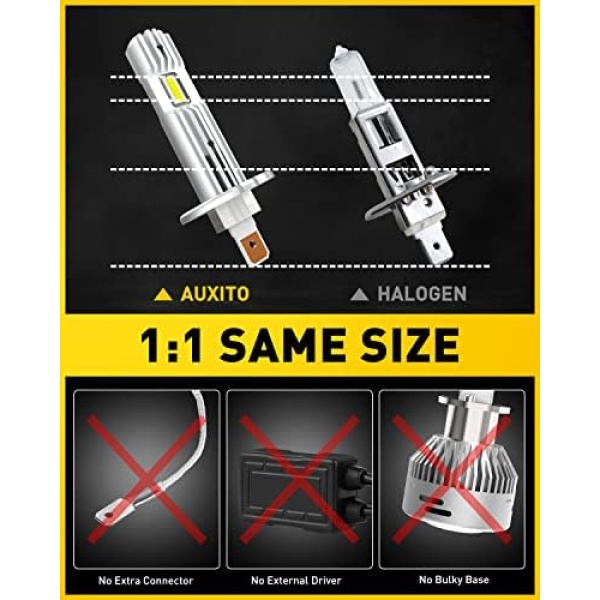 AUXITO 2023 Upgraded H1 LED Headlight Bulb, 6500K White - Image 3