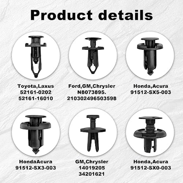 120pcs Retainer Clips Push Type Fasteners 6.8mm 8mm 9mm 10mm - Expansion Screws - Image 6