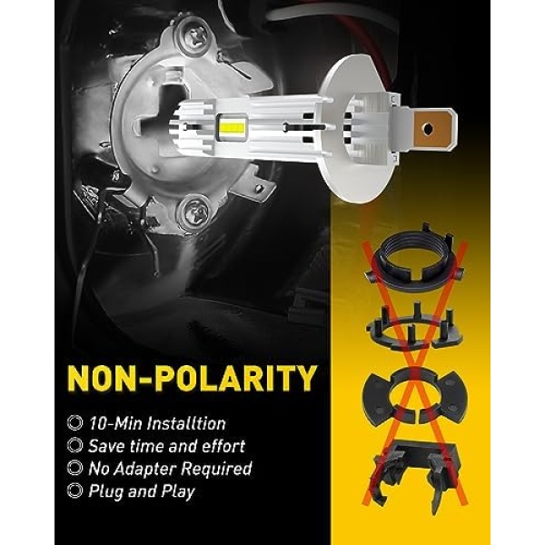 AUXITO 2023 Upgraded H1 LED Headlight Bulb, 6500K White - Image 4
