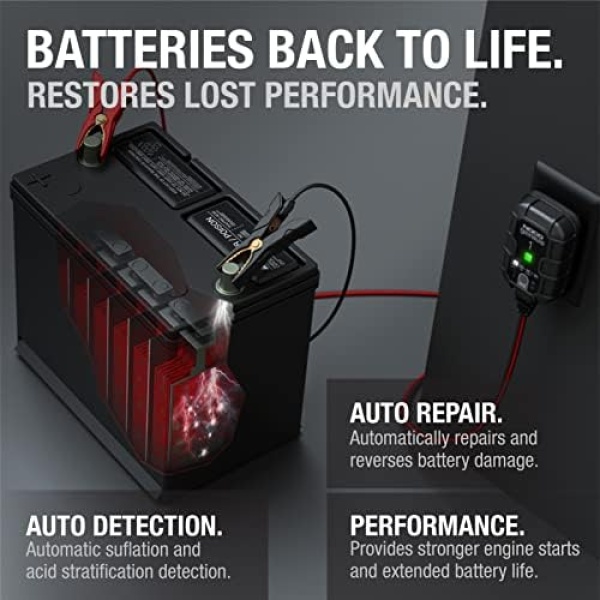 NOCO GENIUS1, 1A Car Battery Charger, 6V and 12V Automotive Battery Charger - Image 6