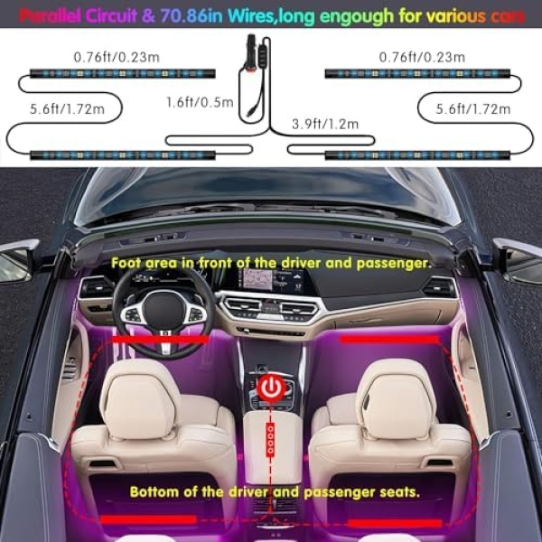 Keepsmile Car Accessories Interior Car LED Lights with Remote and APP Control - Image 7