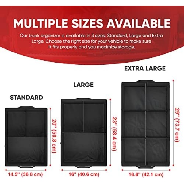 FORTEM Car Trunk Organizer, Car Storage Organizer, Collapsible Multi Compartment - Image 3